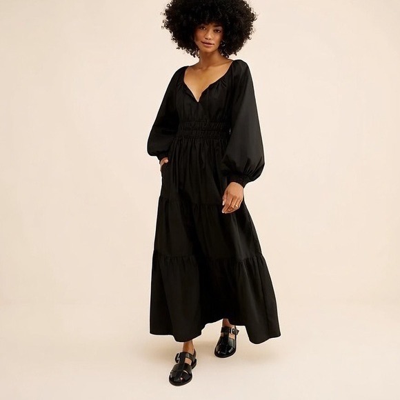 Anthropologie Dresses & Skirts - Anthropologie Somerset Maxi Dress Black Puff Long Sleeve Edition Smocked XS